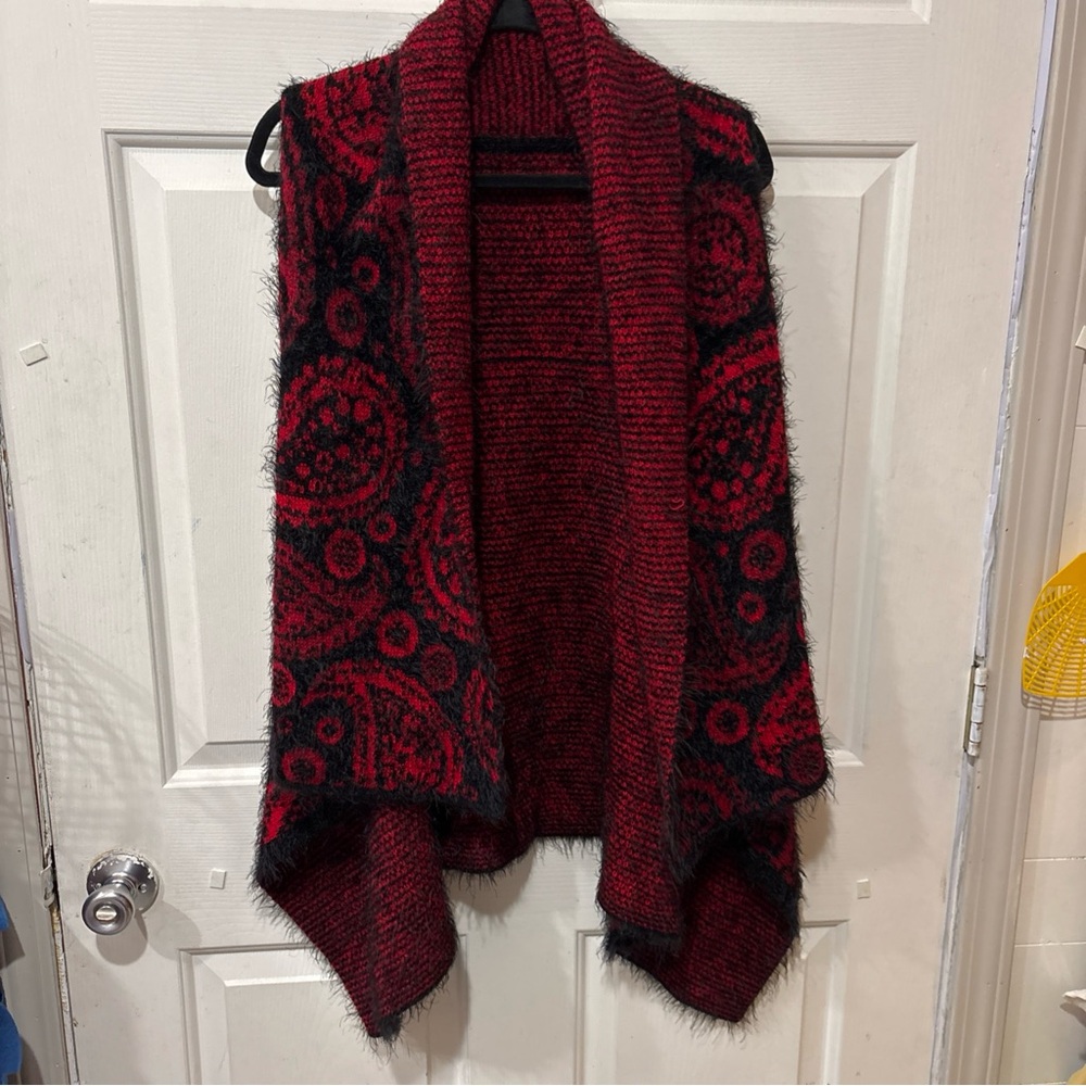 Stylish Red and Black Women's Sweater Vest